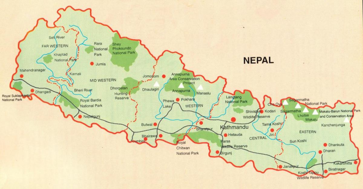 νεπάλ τουριστικό χάρτη δωρεάν