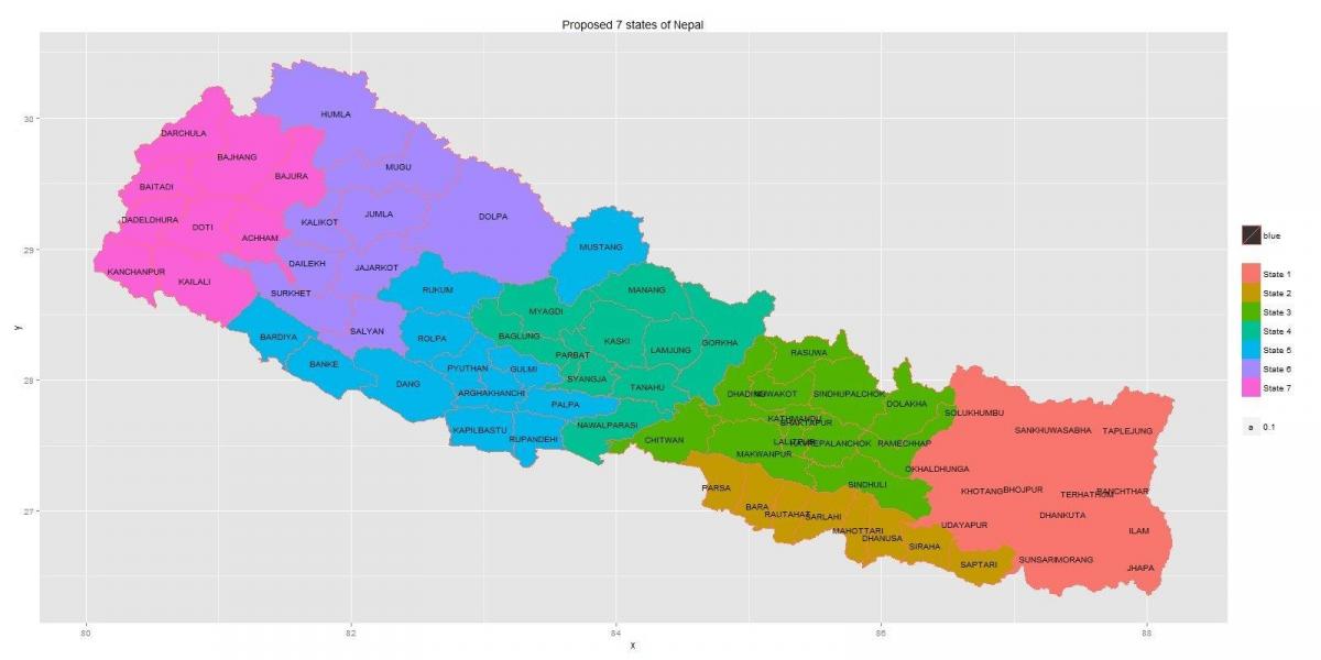 νέος χάρτης του νεπάλ με 7 κατάσταση