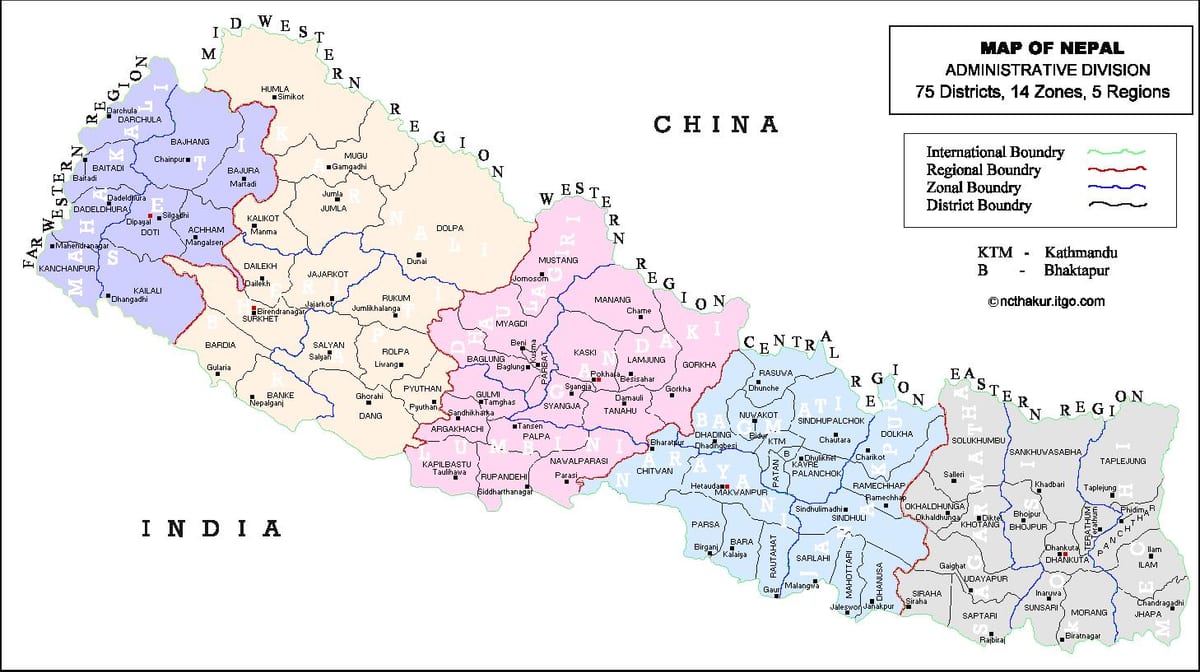 νεπάλ 75 district χάρτης