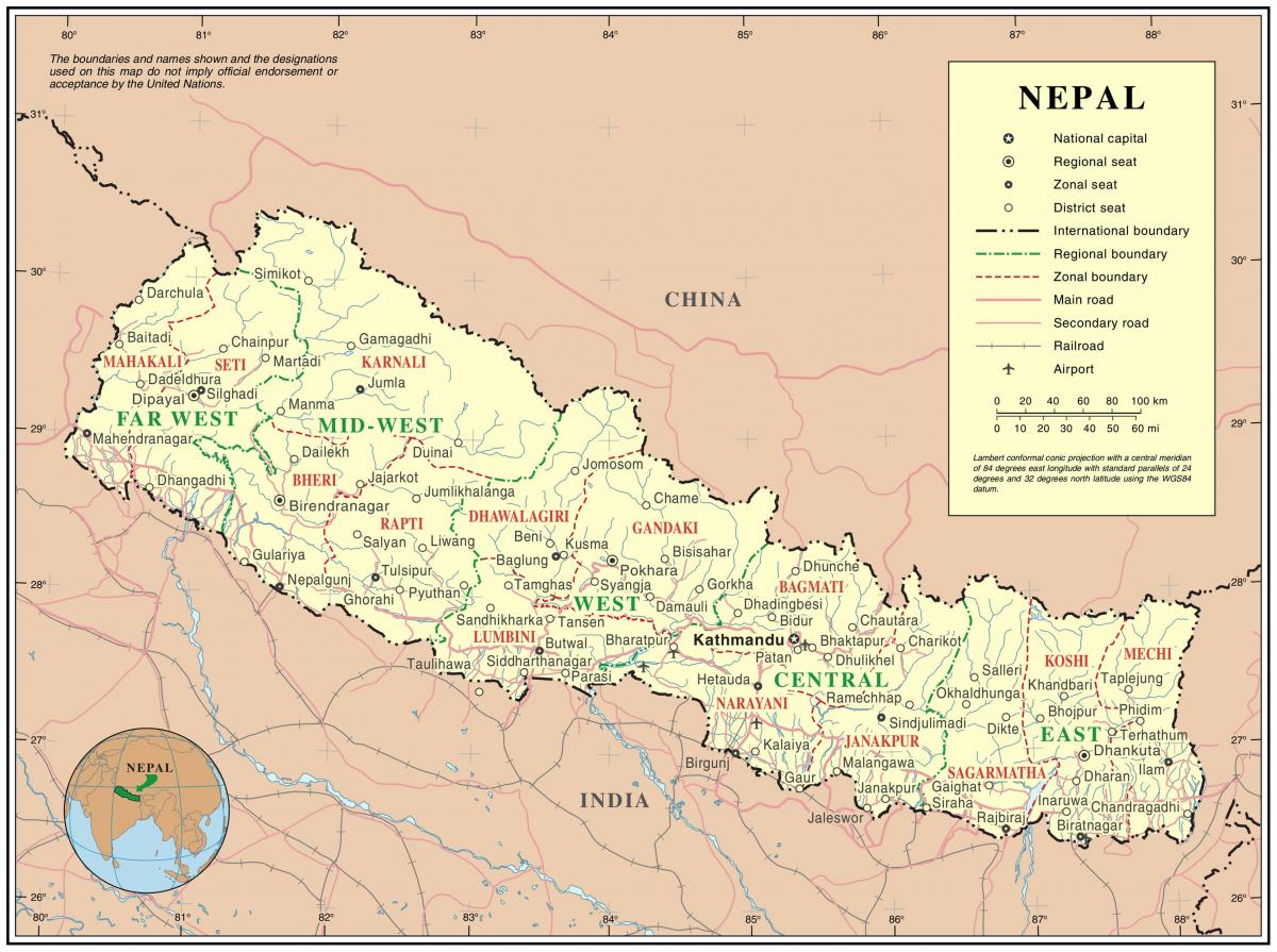 ινδία, νεπάλ σύνορα οδικό χάρτη
