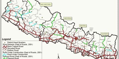 Χάρτης του νεπάλ fast track road