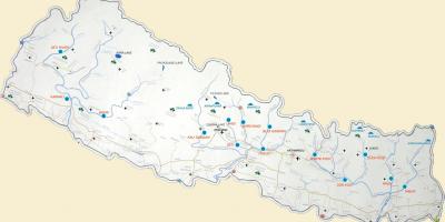 Χάρτης του νεπάλ δείχνει ποτάμια